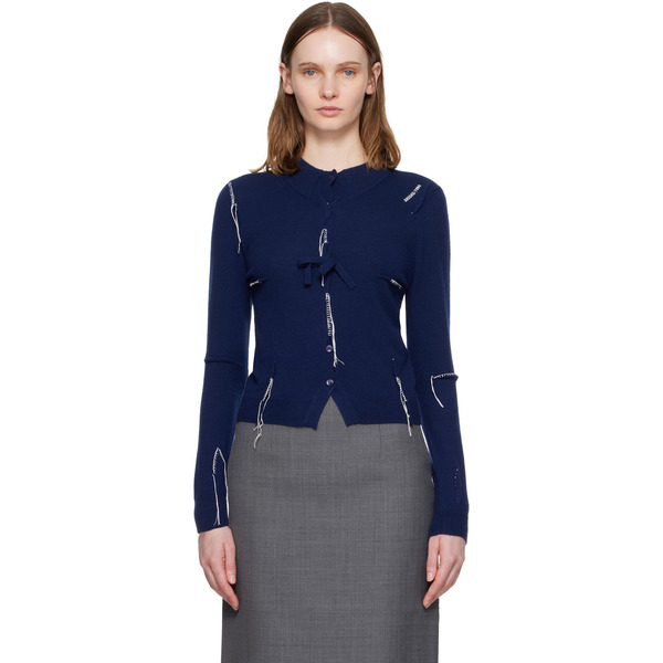  Shushu/tong Navy Pin-tuck & Threadwork Knit Sweater 