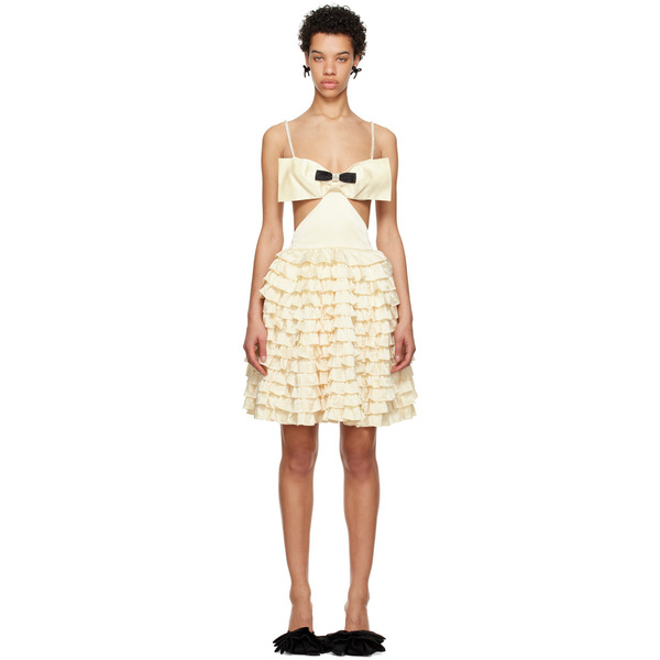  Shushu/tong Yellow Mercerized Cutout Minidress 