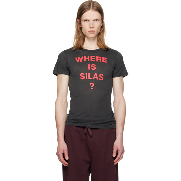  Silas Black Slogan T-shirt 