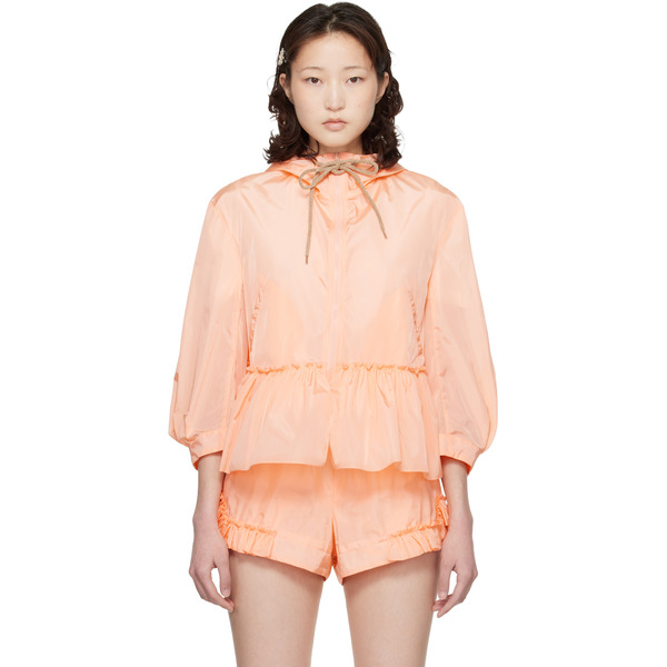  Simone Rocha Orange Ruffle Frill Peplum Jacket 