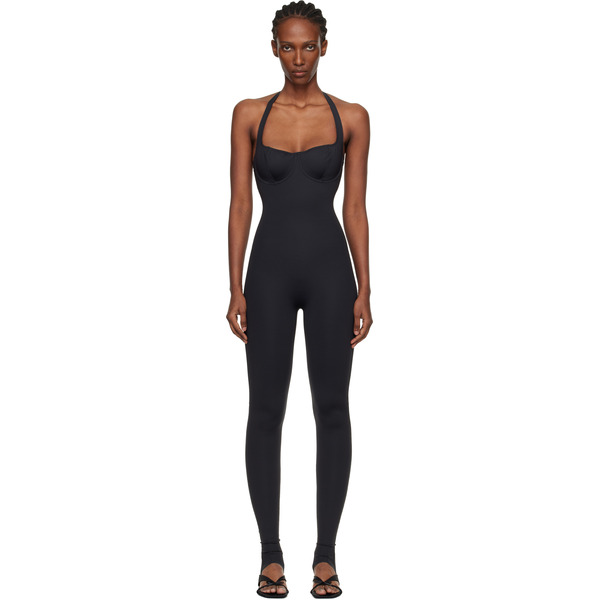  Skims Black Skims Body Halter Stirrup Unitard 