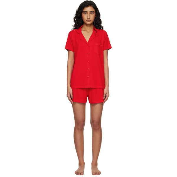 Skims Red Soft Lounge Short Sleep Pyjama Set 
