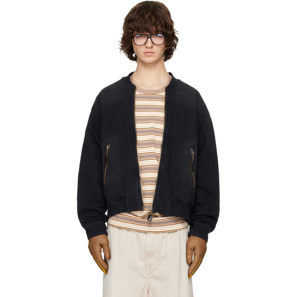  Solid Homme Black Faded Bomber Jacket 
