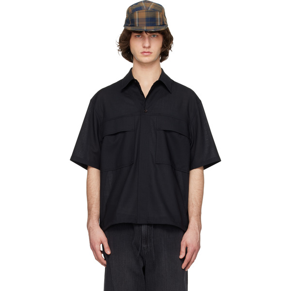  Solid Homme Black Flap Pocket Shirt 