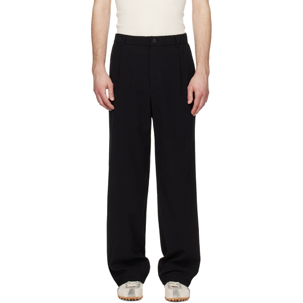  Solid Homme Black Pleated Trousers 