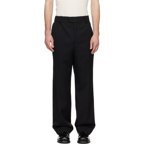  Solid Homme Black Turn-up Wool Trousers 