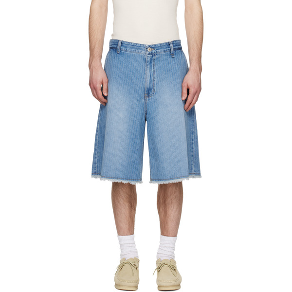  Solid Homme Blue Stripe Denim Bermuda Shorts 