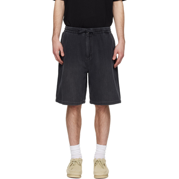  Solid Homme Gray Drawstring Denim Shorts 
