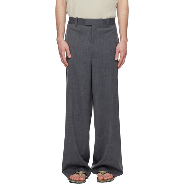  Solid Homme Gray Semi-wide Back Banding Trousers 