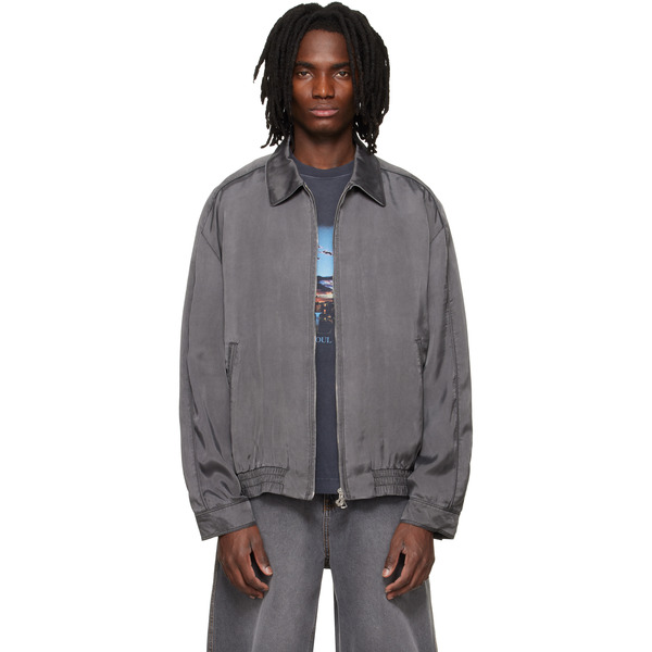  Solid Homme Gray Washed Cupro Blouson Jacket 