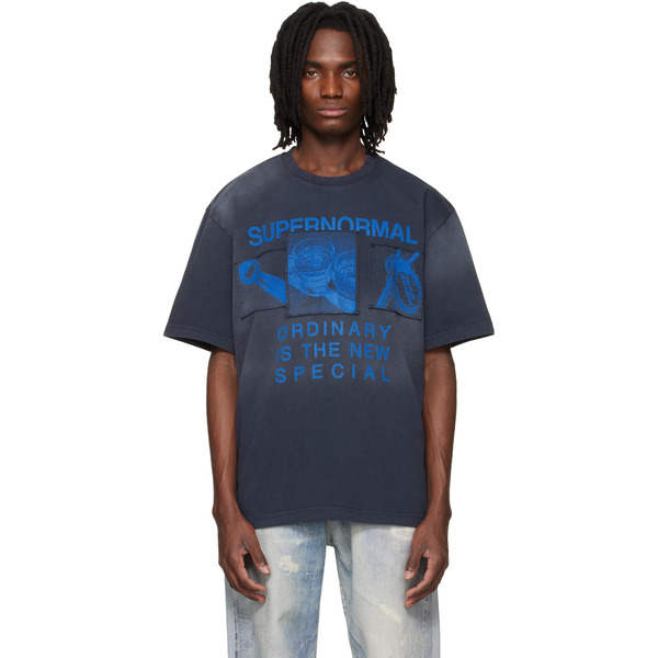 Solid Homme Navy Dropped Shoulder T-shirt 