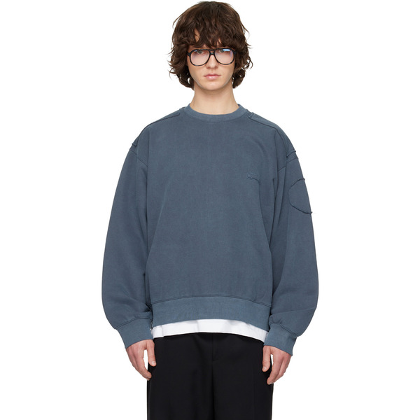  Solid Homme Navy Solid Out Seam Sweatshirt 