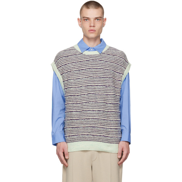  Solid Homme Purple Striped Vest 