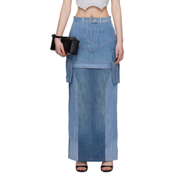  Srvc Blue Uma Denim Midi Skirt 
