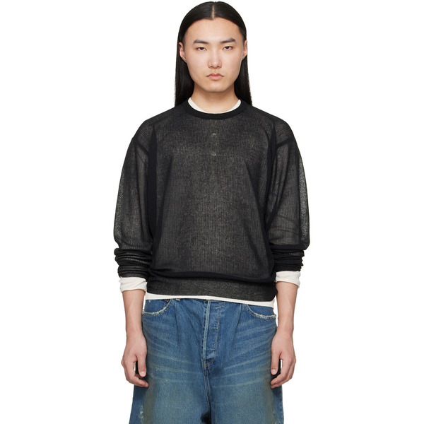  Ssstein Black Knit Crew Neck Ls Sweater 