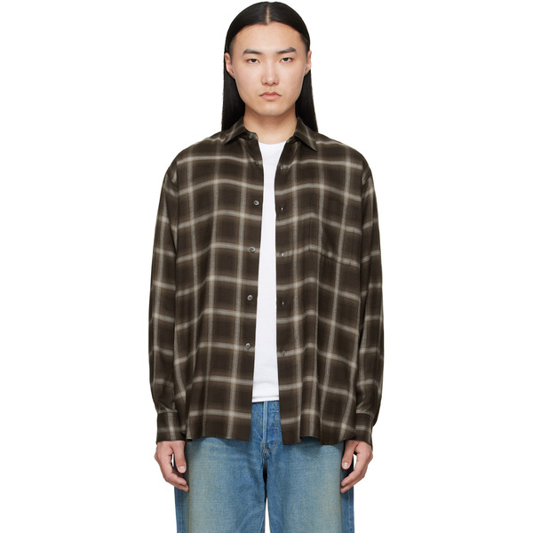  Ssstein Brown Check Oversized Ls Shirt 