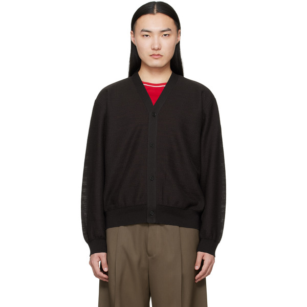 Ssstein Brown Slub Cotton Knit Cardigan 