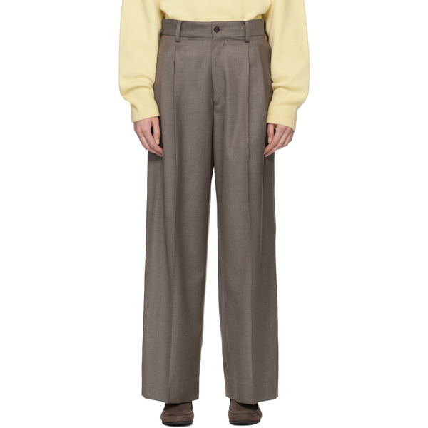  Ssstein Gray Extra Fine Wool Long Wide Trousers 