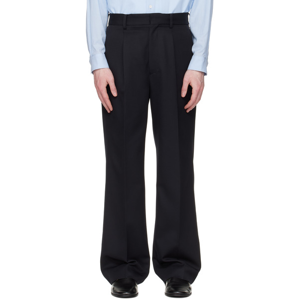  Ssstein Navy Wool Kersey Straight Trousers 
