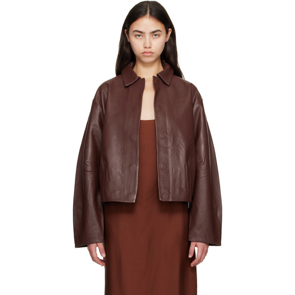  St. Agni Brown Cocoon Leather Jacket 