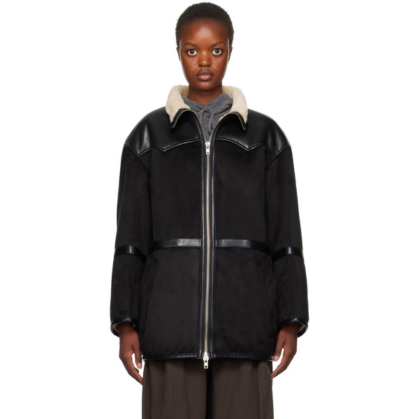  Stand Studio Black Rylee Faux-shearling Jacket 