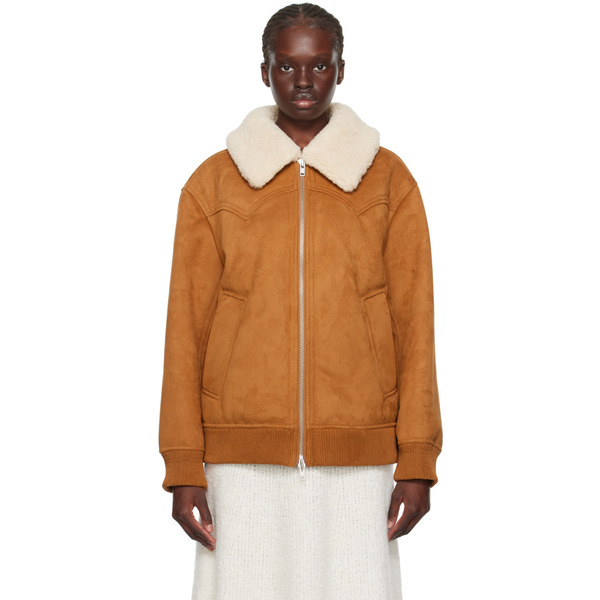  Stand Studio Tan Lillee Faux-shearling Jacket 