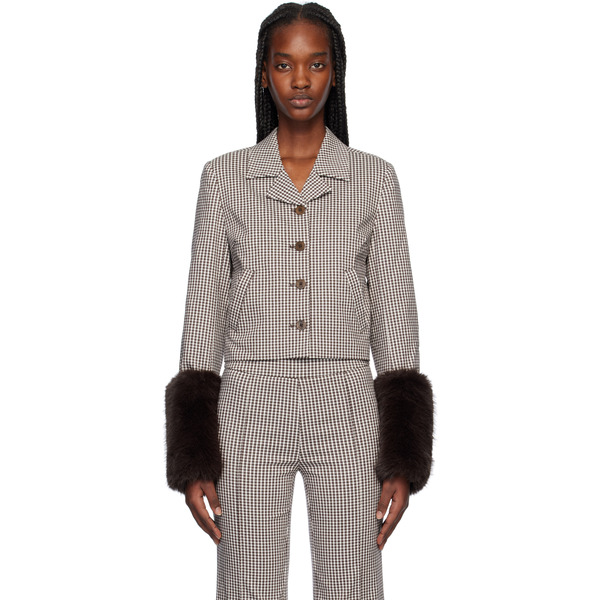  Staud Brown & White Regency Jacket 