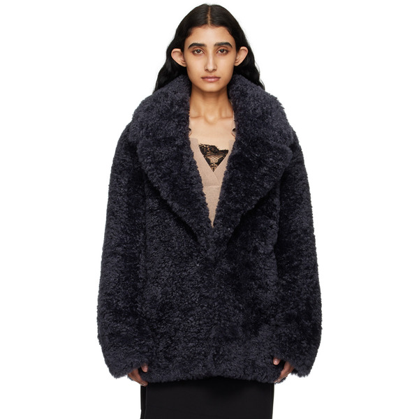  Stella Mccartney Navy Short Faux-shearling Jacket 