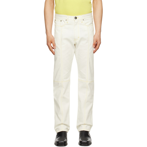  Steven Passaro White Contrast Stitched Jeans 