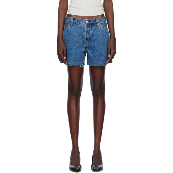  Still Here Blue Cut Off Denim Shorts 