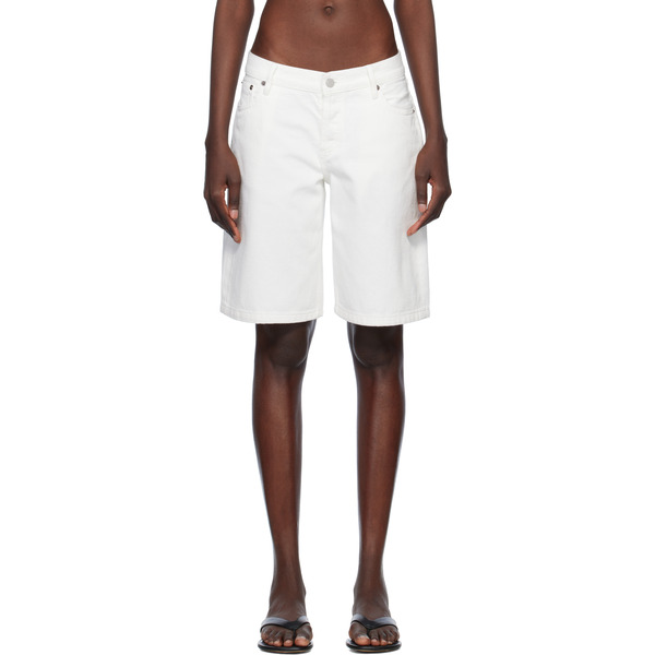  Still Here White Stoop Denim Shorts 
