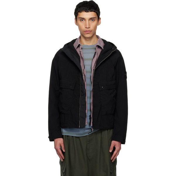  Stone Island Black 4100052 Light Compact Touch Short Jacket 