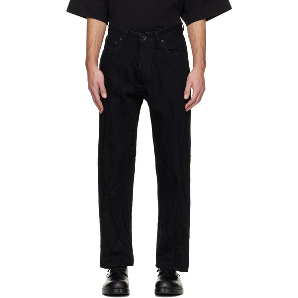  Studio Nicholson Black Seb Crinkle Denim Jeans 