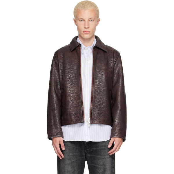  Sunflower Burgundy Short Leather Jacket 