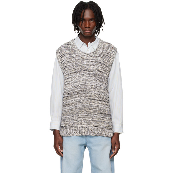  System Black & White Marled Vest 