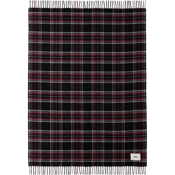  Tekla Black & Red Fringed Blanket 