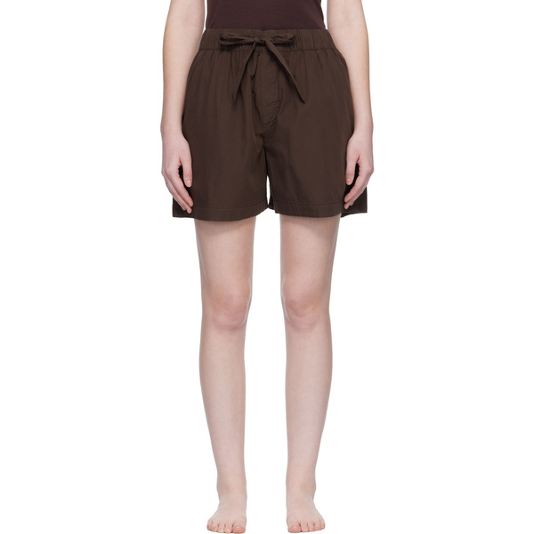  Tekla Brown Poplin Pyjama Shorts 