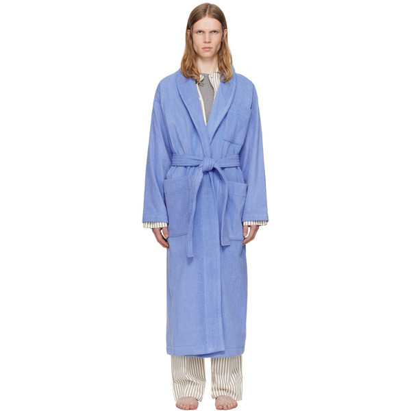  Tekla Navy Terry Classic Bathrobe 