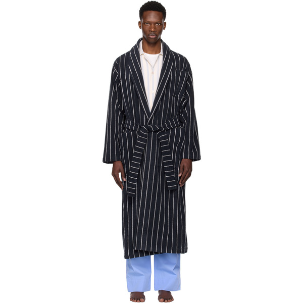  Tekla Navy Terry Classic Bathrobe 