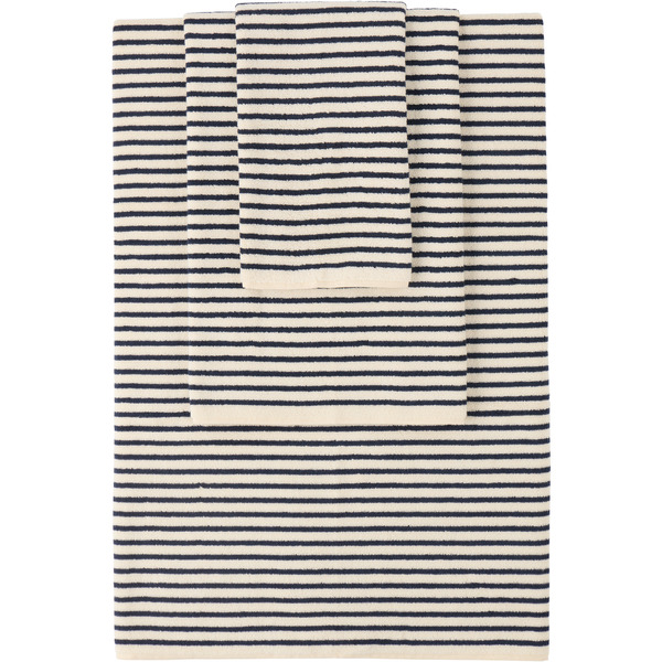  Tekla Off-white & Navy Striped Towel Set, 3 Pcs 