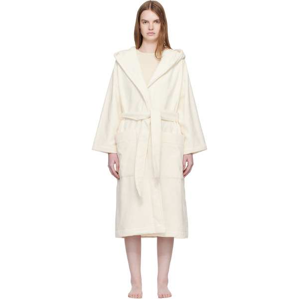  Tekla Off-white Terry Hooded Bathrobe 