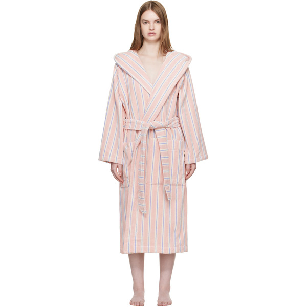  Tekla Pink Terry Hooded Bathrobe 