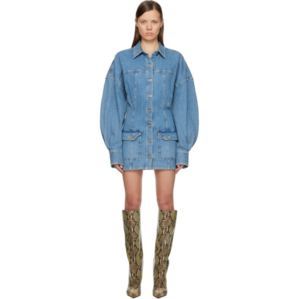  The Attico Blue Washed Denim Minidress 