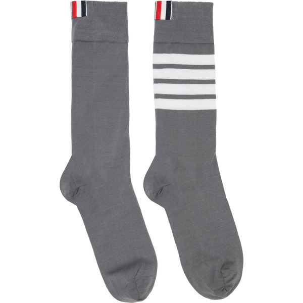  Thom Browne Gray Cotton 4-bar Mid Calf Socks 
