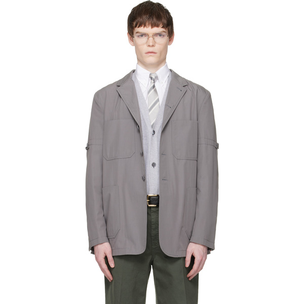  Thom Browne Gray Cotton Suiting Armband Unconstructed Blazer 