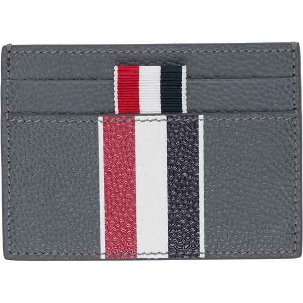  Thom Browne Gray Rwb Stripe Double Sided Card Holder 