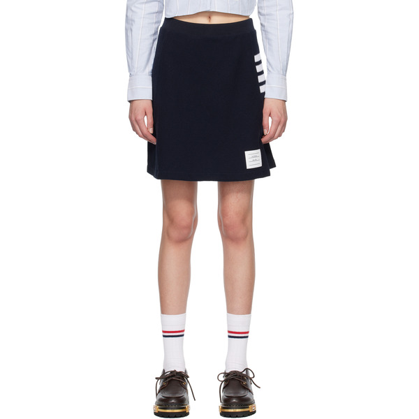  Thom Browne Navy Box Pleat Miniskirt 