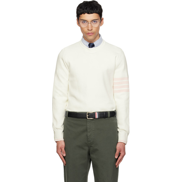  Thom Browne Off-white Milano Stitch 4-bar Sweatshirt 