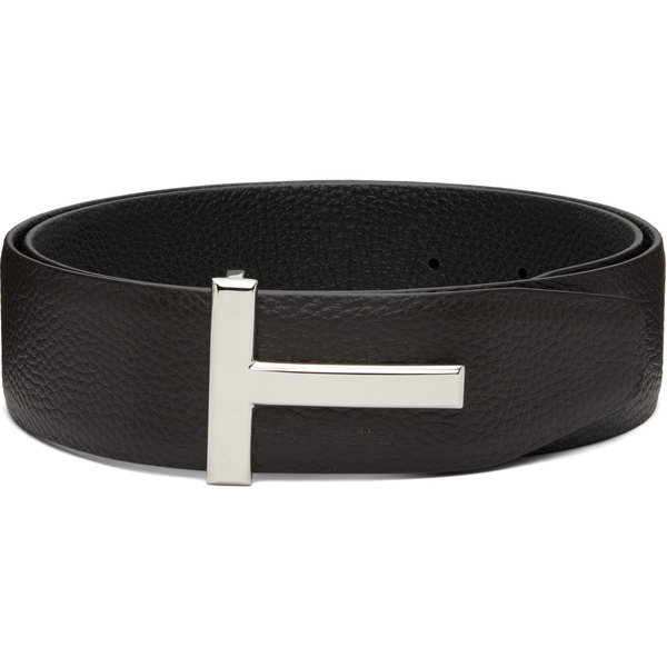  Tom Ford Brown & Black Reversible T Icon Belt 