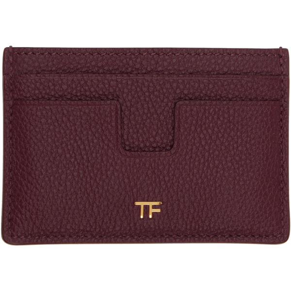  Tom Ford Burgundy Grain Leather Card Holder 